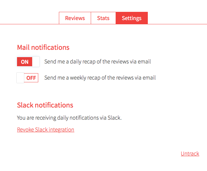 New settings page that allows tweaking daily notifications on Podrover
